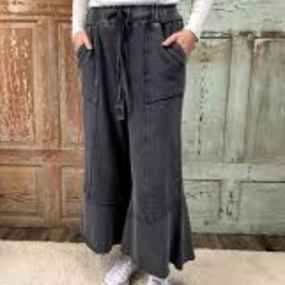 NWT: Easel Mineral Wash Wide Leg Pants - Picture 2 of 5